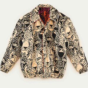 Farm Rio Midnight Leopards Reversible Puffer Jacket